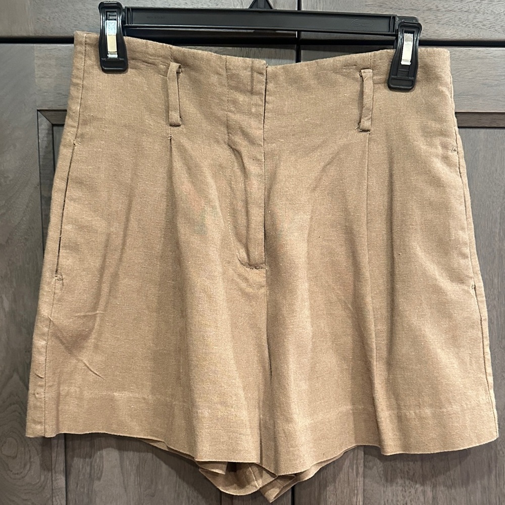 Zara High Waist Tan Women's Shorts